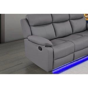 English Elm Blanche Reclining Loveseat with Led Backrest Lighting Console and Pillow Top Arms B201P412052