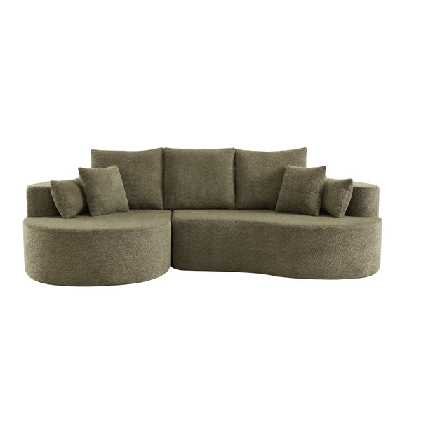English Elm Christopher Knight Home® - 106 Cloud Curved Sectional Sofa with Chaise — Plush Chenille, High-Elastic Foam, No Assembly Required Green N773IS00013F