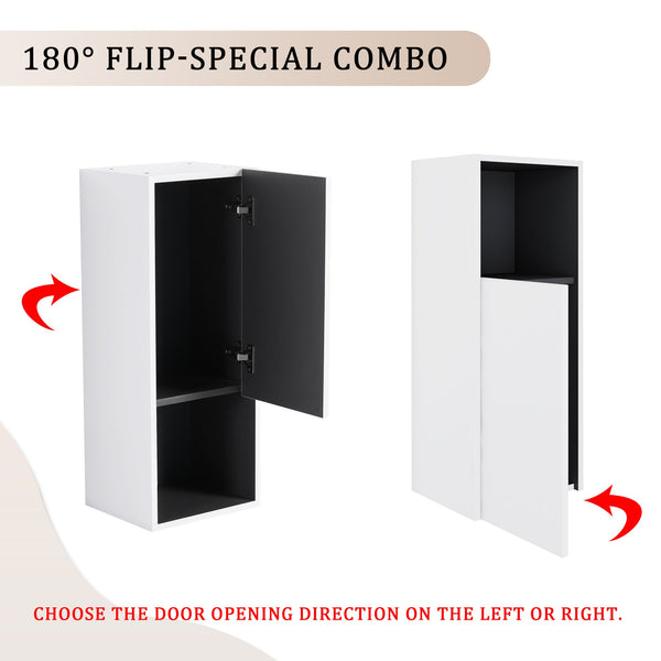 English Elm 24" Wall-Mounted Bathroom Vanity With Ceramic Sink & Side Cabinet - Stylish Soft-Close Design! W999S00333