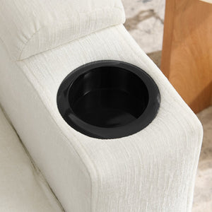 English Elm Single Chenille Manual Recliner with Usb Port Hidden Storage Ottoman and Cup Holders Beige W487P423650