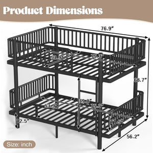English Elm Twin Over Metal Bunk Bed with Led Lights Usb Ports Drawers and Sofa Conversion Black W5305S00070