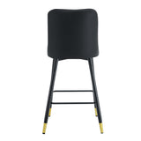 English Elm Modern Black Pu Bar Stool - Gold Decorated Legs With Comfortable Resting Beam.Set Of 2 Chairs.Black,Black Metal Legs,,Bar Stool.