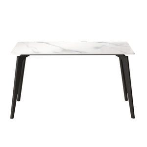 English Elm 55.12" Modern Artificial Stone Dining Table With Black Metal Legs - Sleek, Durable, Seats 6 Comfortably W1535S00509