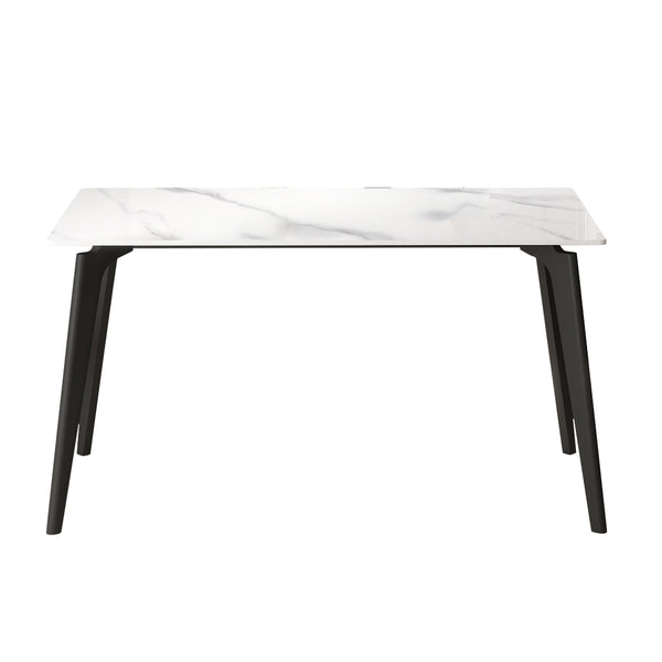 English Elm 55.12" Modern Artificial Stone Dining Table With Black Metal Legs - Sleek, Durable, Seats 6 Comfortably W1535S00509