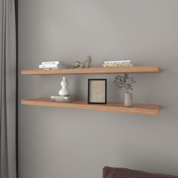 English Elm Floating Shelf Lyle Beige Pine Set of Two – Space-Saving Engineered Wood Shelves 47.2" x10.2" Durable Stylish Décor B092P238728
