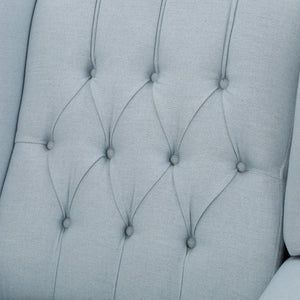 English Elm Charcoal Wingback Pushback Recliner with Button Tufted Diamond Fabric Upholstery Light Blue N763P410529H
