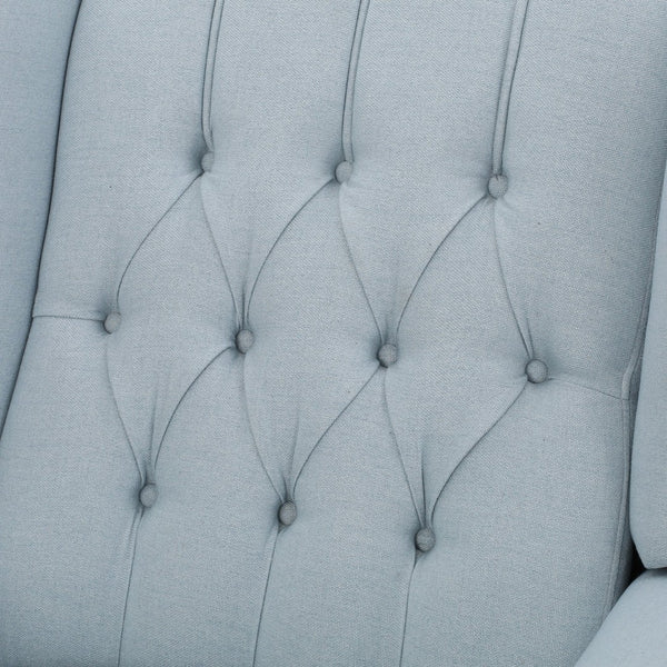 English Elm Charcoal Wingback Pushback Recliner with Button Tufted Diamond Fabric Upholstery Light Blue N763P410529H