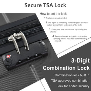 English Elm Luggage Set 3 Piece Abs Hard Shell Expandable Suitcase with Tsa Lock Spinner Wheels Black N730P296765B