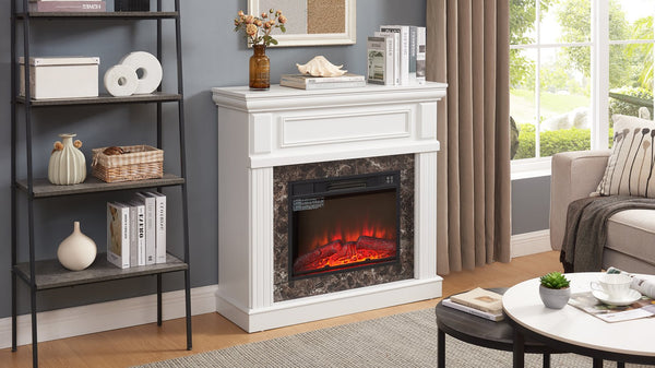 English Elm Electric Fireplace With Classic Mantel Surround, 3D Flame, Remote Control & Adjustable Heat Settings W1758S00031