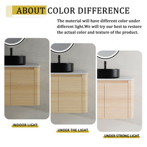 English Elm 30'' Wall-Mounted Bathroom Vanity With Ceramic Art Sink, Soft-Close Doors & Space-Saving Design W999S00463