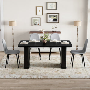 English Elm Table Set: Modern Black Wood Dining Table & 4 Light Gray High-Resilience Chairs For Comfort & Style W1151S04316-GIGA
