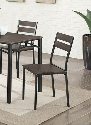 English Elm Simple Industrial Metal Frame 5pc Dining Set with Weathered Wood Top and Comfortable Side Chairs Antique brown,Black 46 L x 30 W x 5 H B011P320849