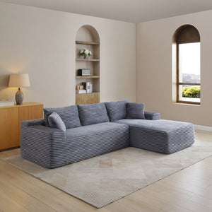English Elm 105'' Cloud Sectional Sofa Deep Seat Corduroy Upholstered L-shape for Living Room W1117S00389