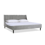 English Elm Aspen Vertical Tufted Modern Headboard Platform Bed Set, King, Opal Grey Velvet