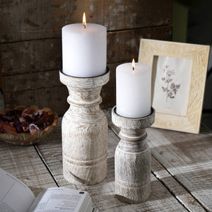 English Elm Decorative Wooden Centerpiece Candle Holder - Elegant White Stand For Timeless Charm & Ambiance B346P336844