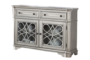 English Elm Traditional Elegant Server with Spacious Drawers and Cabinet Storage for Dining Room Organization and Style Silver 59 L x 44 W x 27 H B011P395602