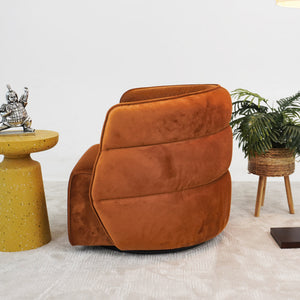 English Elm Ashcroft Furniture - Walden Mid-Century Swivel Chair Velvet Upholstery with Integrated Armrests, Fully Assembled Elegance Burnt Orange B183P281192