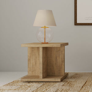English Elm Metron Mango Square End Table with Rustic Modern Engineered Wood Finish, Clean Lines & Storage Nooks B062P375422