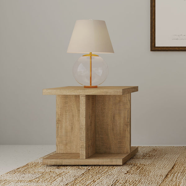 English Elm Metron Mango Square End Table with Rustic Modern Engineered Wood Finish, Clean Lines & Storage Nooks B062P375422