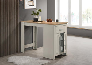 English Elm Alfonso Oak Finish Counter Height Dining Table with Built-in Cabinet Drawer Storage B2749P413181
