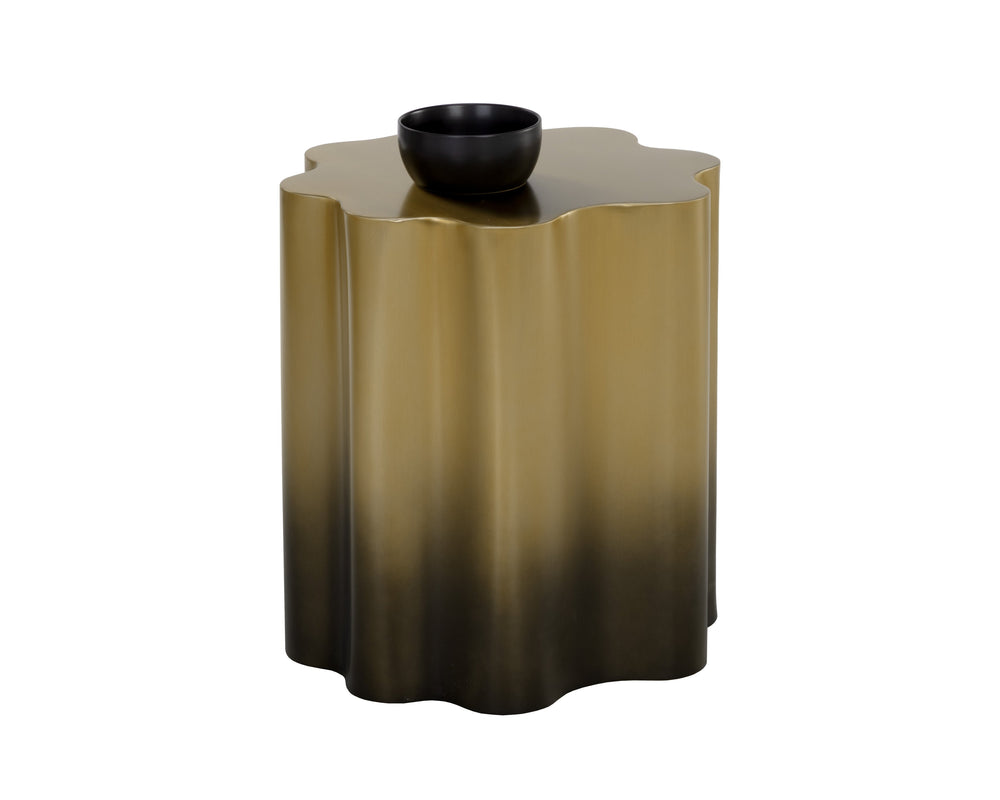 Sunpan Dahlia End Table - Elegant Floral Design with Curves to Elevate Your Living Space Aesthetic Gold Ombre