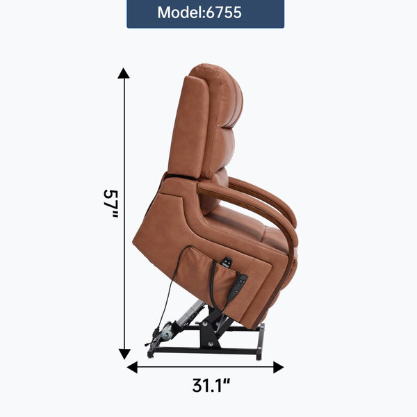 English Elm Power Lift Recliner with Dual Motor Massage Heat and Leatheraire Upholstery 350 Lb W1803S00079