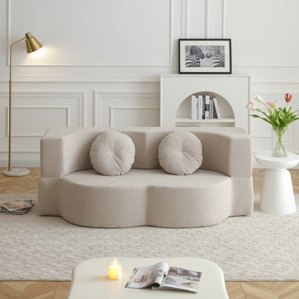 English Elm 2-in-1 Folding Floor Sofa Foam Sleeper Twin Futon Couch for Compact Living Spaces Khaki W1117P419831
