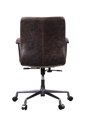 English Elm Distress Chocolate Swivel Office Chair - Ergonomic Comfort, Durable Leather, Adjustable Height & Mobility B062P215477