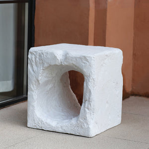 English Elm Christopher Knight Home® - Lyra Karst Cave-Inspired MGO Outdoor Side Table in White — Eco Fireproof UV-Resistant Sculptural Decor N775P300883W