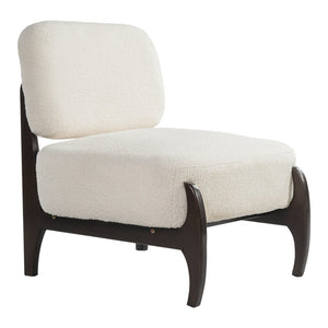 English Elm 26" Boucle Lounge Chair Solid Wood Frame Woven Texture Minimalist Seat for Any Room Beige N767P408732B
