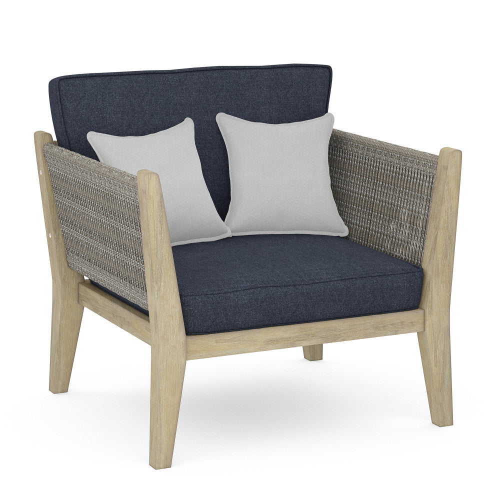 English Elm Cayman Outdoor Conversation Chair Slate Grey — Handcrafted Acacia & Rope, Water-Resistant Cushions, Modern Comfort B136P159362