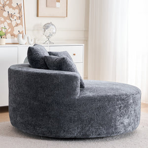 English Elm Round Swivel Barrel Chair Plush Chenille Upholstery Cozy Accent Seat for Any Room Grey W2915P338891