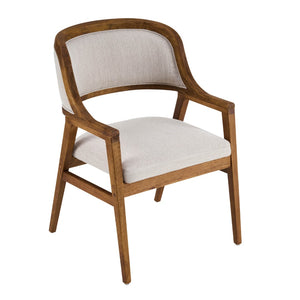 English Elm Mid-century Modern Upholstered Dining Arm Chairs with Rubberwood Frame Set of 2 Beige,Walnut N768P382497W