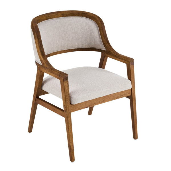English Elm Mid-century Modern Upholstered Dining Arm Chairs with Rubberwood Frame Set of 2 Beige,Walnut N768P382497W