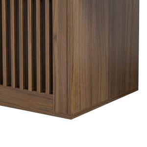 English Elm Mid-Century Extendable Walnut TV Stand with Hidden Litter Box, Cat Scratcher & 78–110" Top N843MP002W