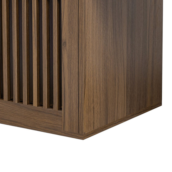 English Elm Mid-Century Extendable Walnut TV Stand with Hidden Litter Box, Cat Scratcher & 78–110" Top N843MP002W