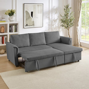 English Elm Loveseat Sectional Sleeper Sofa with Corduroy Tufted Upholstery Storage Chaise Reclining W2186S00012