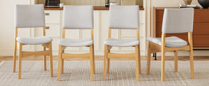 English Elm Upholstered Stackable Dining Chairs Linen Fabric Rubberwood Frame Rustic Set of 2 Natural N752P327192N