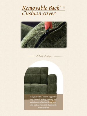 English Elm FX-P54-RB Modern Chenille 3-Seater Sofa with Wide Arms, Tufted Box Stitching & Stainless Legs for Durable Comfort Retro Green W576S00166