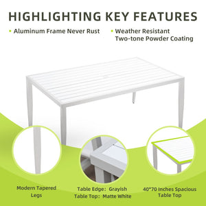 English Elm Outdoor Patio Aluminum 40"X70" Two-Tone Table - Modern Design, Lightweight, Umbrella Hole & Safe Edges W1886P164363-GIGA
