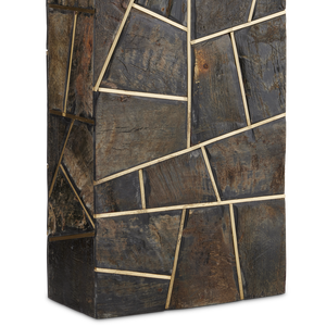 Carina Table Lamp - Elegant Natural Horn Inlay with Brass Accents, Off-White Shade, 28" Height