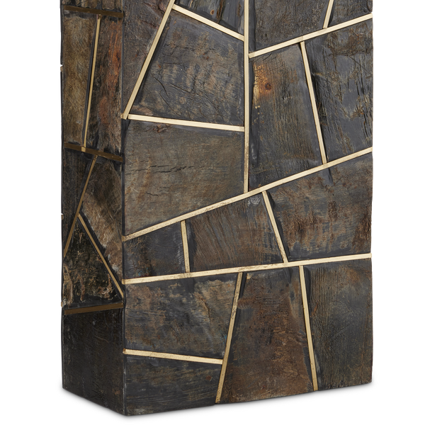 Carina Table Lamp - Elegant Natural Horn Inlay with Brass Accents, Off-White Shade, 28" Height