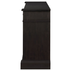 English Elm Larchmont Distressed Noir 3-drawer Server Sideboard — Dark Brown Wood, Durable Storage & Adjustable Shelves B062P353470