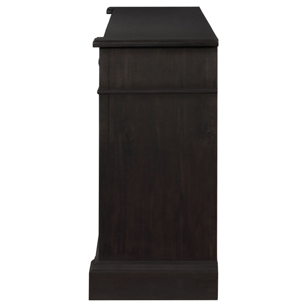 English Elm Larchmont Distressed Noir 3-drawer Server Sideboard — Dark Brown Wood, Durable Storage & Adjustable Shelves B062P353470