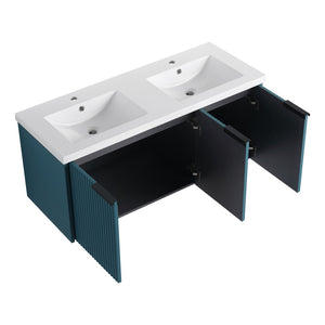 English Elm 48" Modern Wall-Mounted Bathroom Vanity With Resin Double Sink & Soft-Close Doors For Stylish Storage P1 W999S00351-GIGA