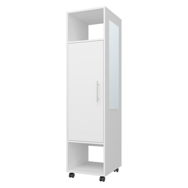English Elm Summit Melamine Wardrobe with Mirror, Door & Open Storage — Space-Saving Modern Closet for Bedrooms B128P225195