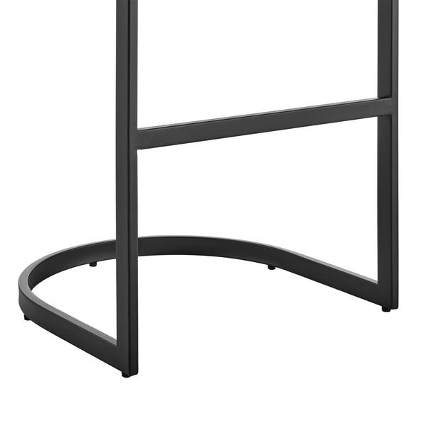 English Elm Ambrie Cantilever Bar Stool in Gray Faux Leather with Black Metal Frame, Durable 400lb Capacity B2736P354286