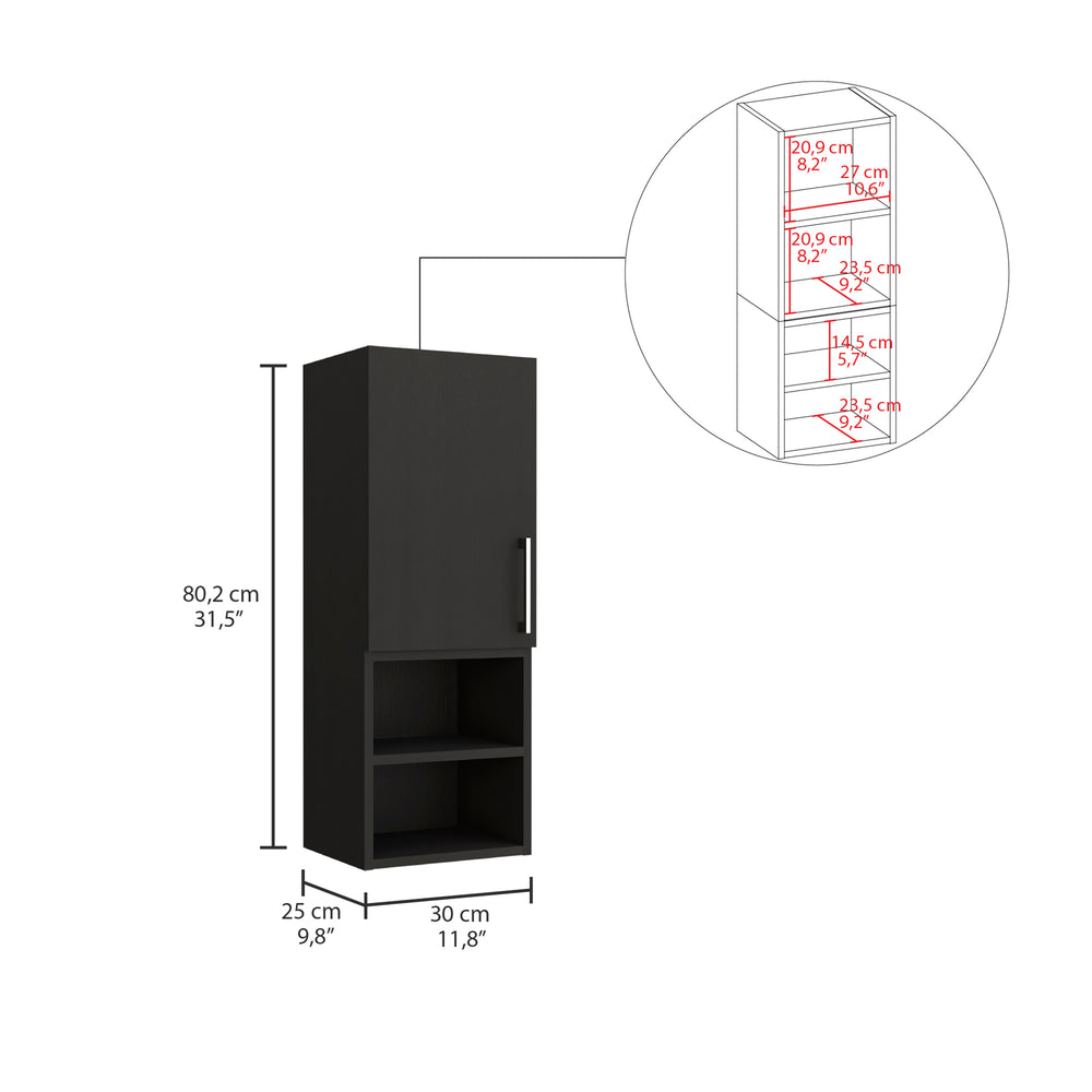 English Elm Medicine Cabinet Hops sleek black wengue mirrored double-door with external shelf, sturdy particleboard and easy assembly B092122961 B092122961