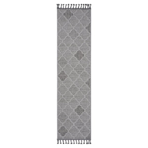 English Elm Guros Trellis Runner Rug 2X8 - Stylish White & Gray Indoor/Outdoor Design, Durable & Pet-Friendly B189P183589