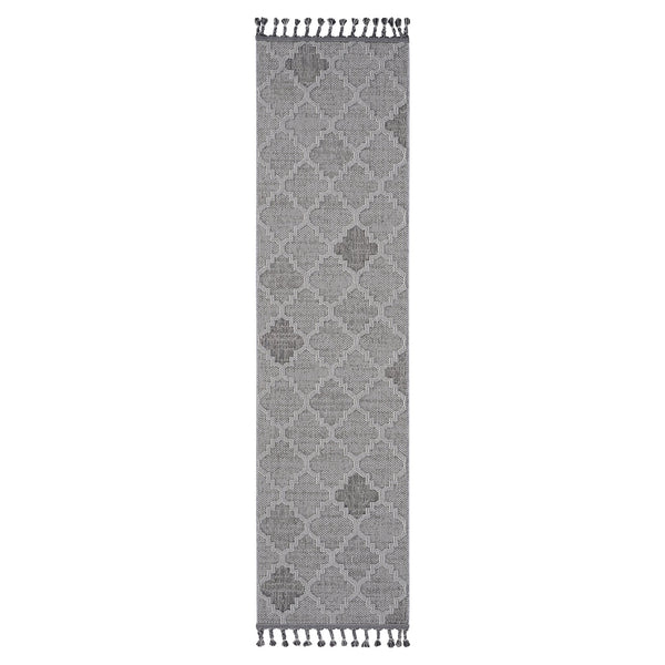 English Elm Guros Trellis Runner Rug 2X8 - Stylish White & Gray Indoor/Outdoor Design, Durable & Pet-Friendly B189P183589